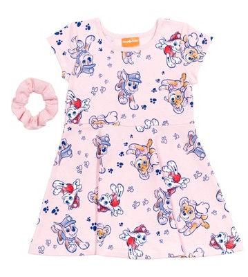 Paw Patrol Chase Marshall Skye Little Girls French Terry Dress Scrunchie Pink 6