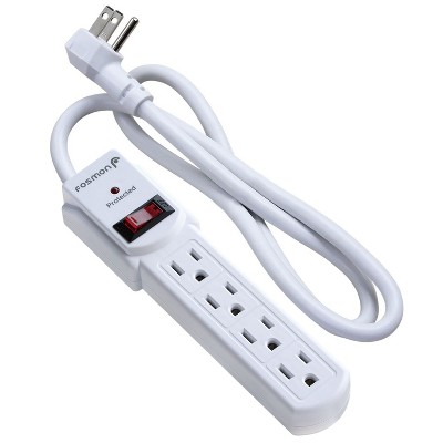 Fosmon 4-Outlet Surge Protector with 3ft Extension Cord, [ETL Listed] Indoor Flat Outlet Power Strip Extender with LED Indicator (490J)