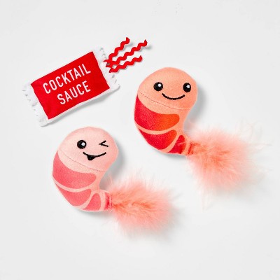 Shrimp & Cocktail Sauce Plush Cat Toy - 3pk - Boots & Barkley™