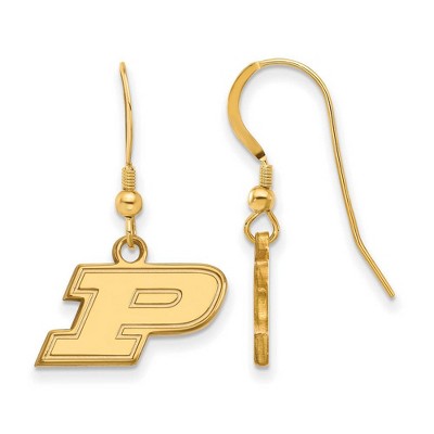Black Bow Jewelry 14k Yellow Gold Plated Sterling Silver Purdue Boilermakers NCAA Dangle Earrings