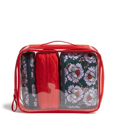 Vera Bradley Women's Outlet Clear 4 Piece Cosmetic Toiletry Bag Set