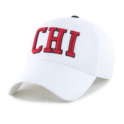 NHL Chicago Blackhawks Adult White Clique Hat: Cotton Adjustable Baseball Cap