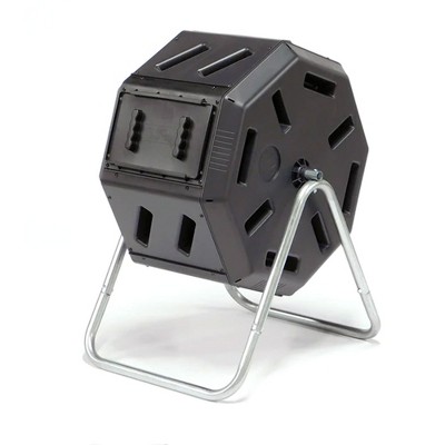 FCMP Outdoor Plastic Dual Chamber Tumbling Composter Outdoor Elevated Rotating Garden Compost Bin