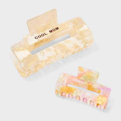 Cool Mom Cool Kid Claw Hair Clip Set 2pc - A New Day™ Multicolor