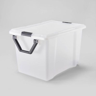 128qt Extra Large Wheeled Latching Storage Box - Brightroom™: Stackable Plastic Tote with Built-In Handles & Lids