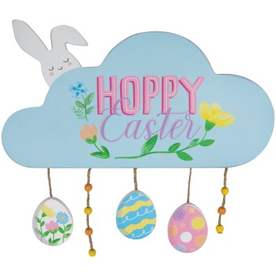 Northlight Hoppy Easter Wooden Wall Sign with Bunny and Eggs - 15.75"