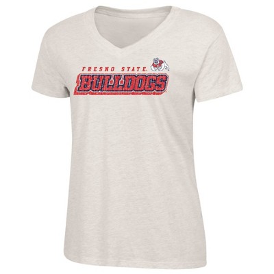 NCAA Fresno State Bulldogs Women's Oatmeal V-Neck T-Shirt
