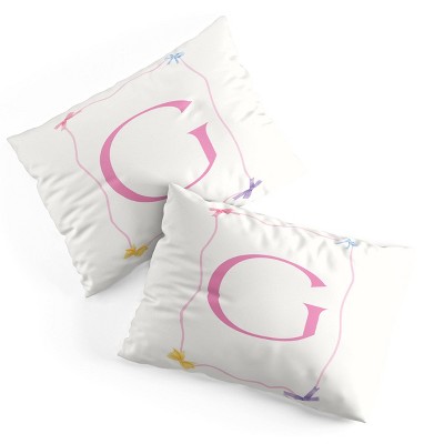 Deny Designs Standard April Lane Art Simple Bow Monogram G Microfiber Printed Pillow Sham