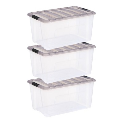 IRIS Clear Storage Bin with Lid and Latching Buckles