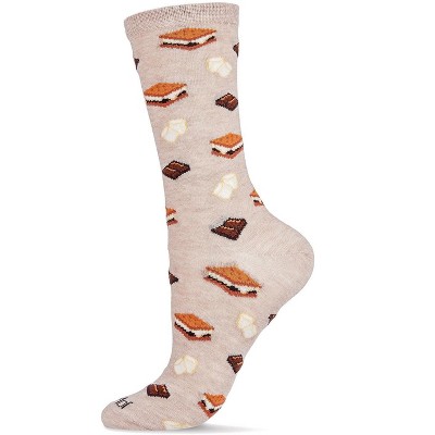 Memoi I'd Like S'more Please Bamboo Blend Crew Socks  Hemp Heather 9-11
