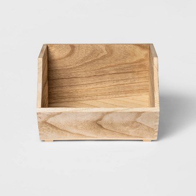 Stackable Wood Kids' Storage Bin Light Brown - Pillowfort™