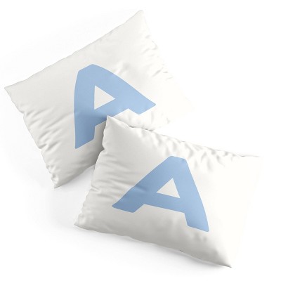 Deny Designs April Lane Art Block Blue Monogram A Microfiber Printed Pillow Sham