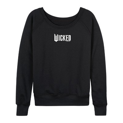 Women's - Wicked - White Logo Lightweight French Terry Wide Neck Long Sleeve Shirt