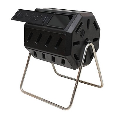 FCMP Outdoor Plastic Dual Chamber Tumbling Composter Outdoor Elevated Rotating Garden Compost Bin
