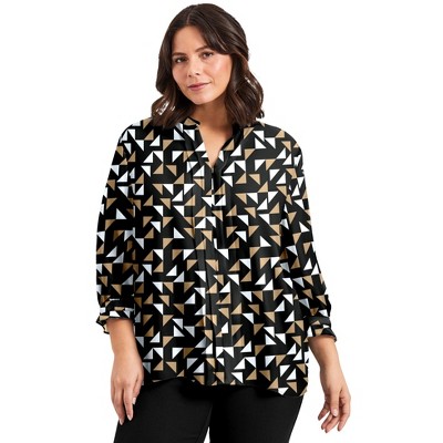 Avenue Women's Plus Size Pintuck Popover Top