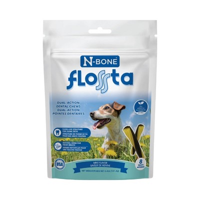 N-Bone Flossta Dual-Action Mint Flavor Dental and Hard Chew Dog Treats - 6.4oz