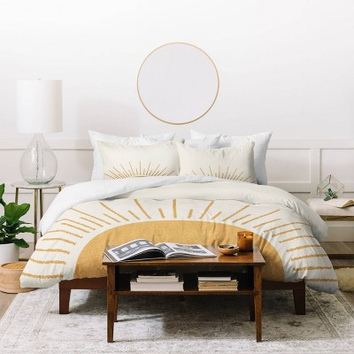 Deny Designs Moonlight Printed Sunshine Everywhere Duvet Cover and Pillow Shams Yellow