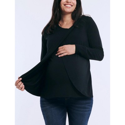 Women's Long Sleeve Pull Over Tulip Nursing Tee | Motherhood Maternity