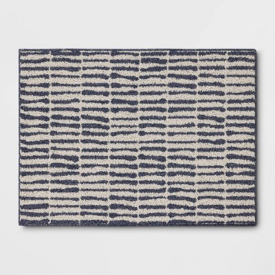2'5"x3'8" Washable Modern Dashes Hi/Low Tufted Loop Accent Rug Blue - Room Essentials™: Indoor, Fade & Stain-Resistant