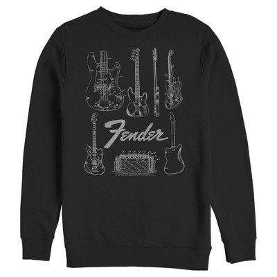 Men's Fender Guitar Chart  Sweatshirt - Black - 3X Large