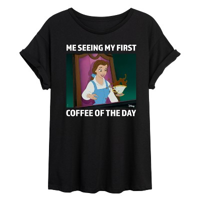 Women's - Disney - First Coffee Of The Day Oversized Graphic T-Shirt