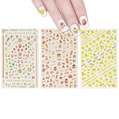 Wrapables 3 Sheets Lemon Fruit Cupcakes & Macaroons Nail Art Fruits & Cupcakes Nail Stickers