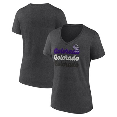 MLB Colorado Rockies Women's Gray Short Sleeve V-Neck T-Shirt