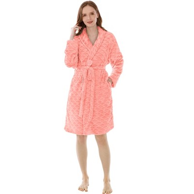 PAVILIA Short Robes for Women, Plush Soft Bathrobe Womens Lightweight, Fluffy Fuzzy Robe Knee Length, Shower Spa