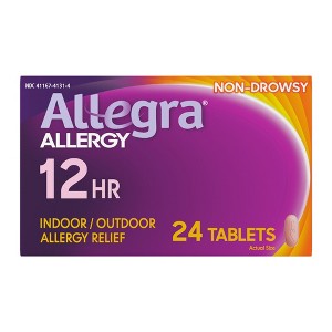 Allegra 12 Hour Allergy Relief Medicine Tablets - Fexofenadine Hydrochloride - 24ct - 1 of 4