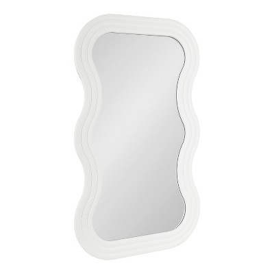 Kate & Laurel All Things Decor 24"x40" Fripp Wavy Wall Mirror Wood White