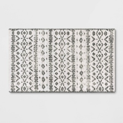 Washable Luna Aztec Diamond Printed Rug Black - Threshold™