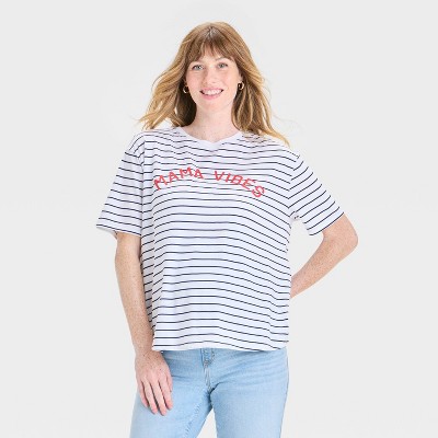 Short Sleeve Graphic Maternity T-Shirt - Isabel Maternity by Ingrid & Isabel™ Navy/White Striped