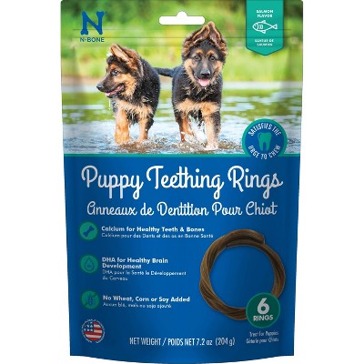 N-Bone Puppy Teething Rings Salmon Flavor Dental and Hard Chew Dog Treats - 7.2oz