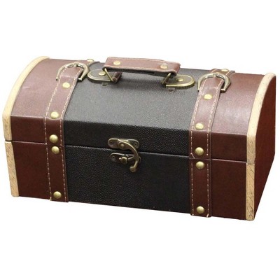 Vintage Inspired Decorative Wooden Treasure Chest and Shoe Box with Handle and Strap Ideal as Keepsake Box, Jewelry Box or Photo Storage Box