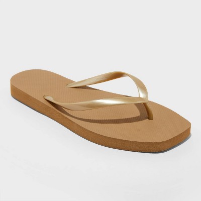 Women's Square Toe Thong Flip Flop Sandals - Shade & Shore™ Palmer Copper 6: Slip-On, Non-Marking Outsole