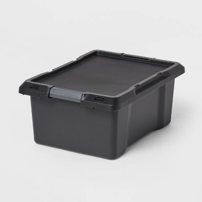 12gal Medium Latching Storage Tote Black - Brightroom™: Stackable Utility Storage Bin with Lid & Handles