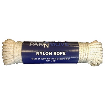 UBMOVE Nylon / Poly Tie Down Rope 50 feet x 1/4" Thick (White Fiber)