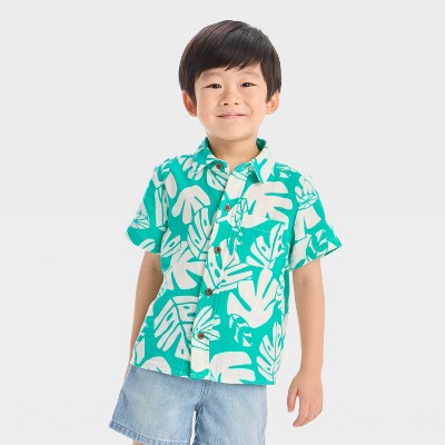 Toddler Boys' Palm Printed Gauze Shirt - Cat & Jack™ Green