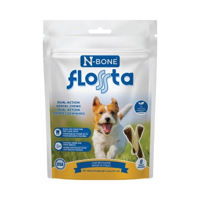 N-Bone Flossta Dual-Action Chicken Flavor Dental and Hard Chew Dog Treats - 6.4oz