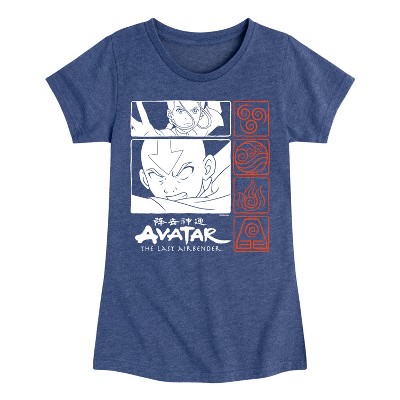 Girls' - Avatar: The Last Airbender - Katara and Aang Grid Fitted Short Sleeve Graphic T-Shirt