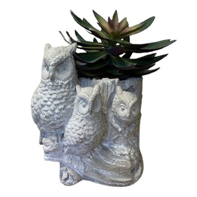 Slickblue Three Owl Figures Planter