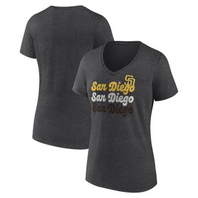 MLB San Diego Padres Women's Gray Short Sleeve V-Neck T-Shirt