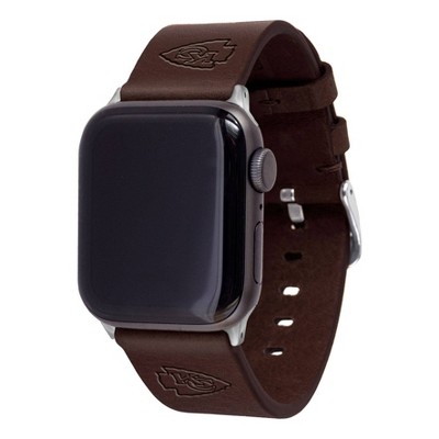 NFL Kansas City Chiefs Apple Watch Compatible Leather Band - Brown
