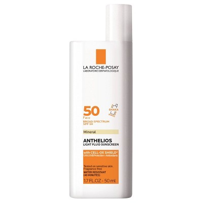 La Roche Posay Anthelios Ultra-Light Fluid Mineral Face Sunscreen with Zinc Oxide – SPF 50 - 1.7 fl oz