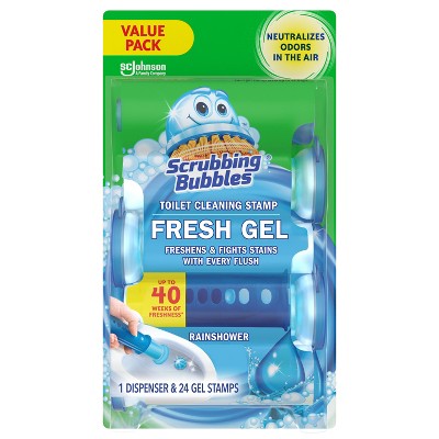 Scrubbing Bubbles Rainshower Scent Fresh Gel Toilet Cleaning Stamp