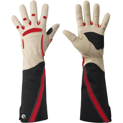 Bionic Women's Rose Gardening Gloves - Tan/Black/Red