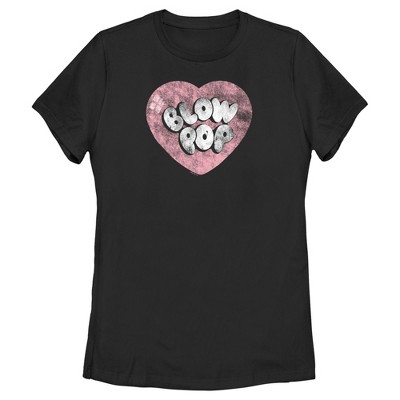 Women's Blow Pop Vintage Heart  T-Shirt - Black - X Large