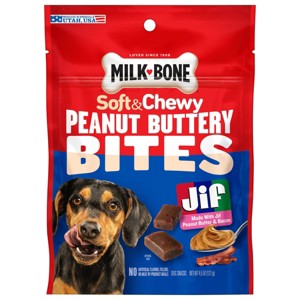 Milk-Bone Jif Bacon and Peanut Butter Flavor Chewy Dog Treats - 4.5oz - 1 of 4
