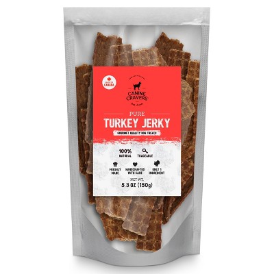 Canine Cravers Single Ingredient Air Dried Dog Treats – Pure Turkey Jerky - 5.3 oz Pouch