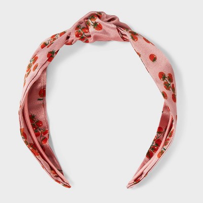 Top Knot Tomato Headband - A New Day™ Pink/Red: Recycled Polyester, Food Pattern, All Hair Types
